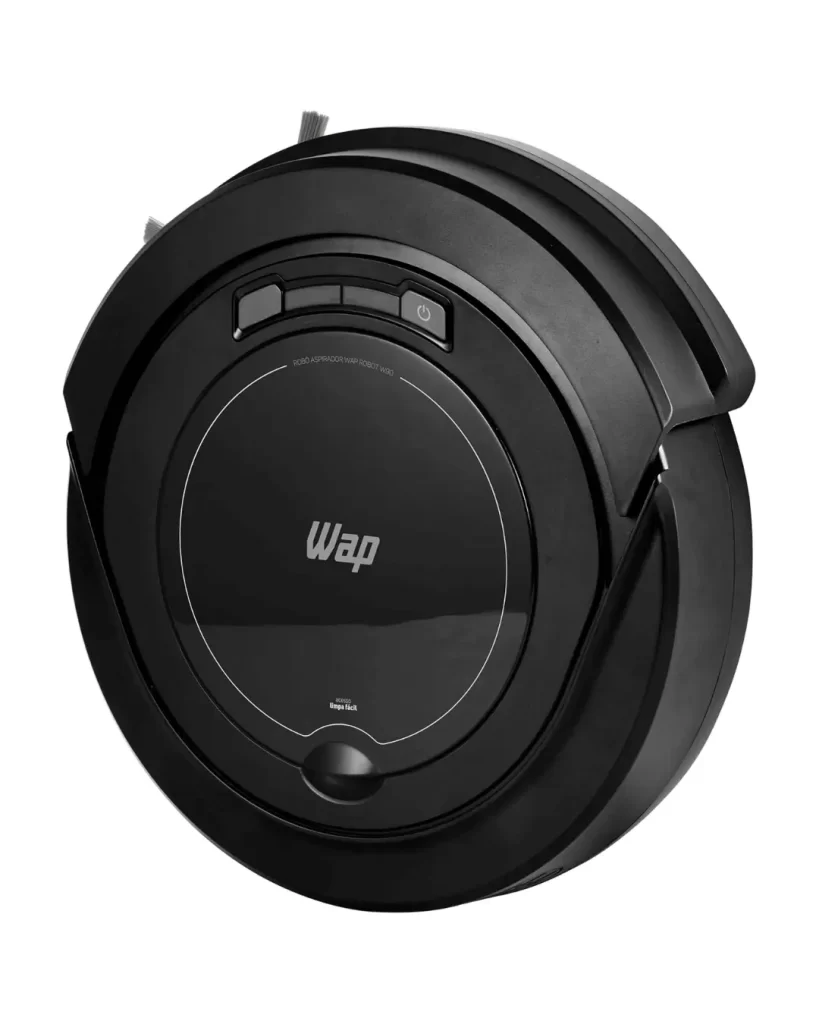 Robô aspirador Midea VRA21PB preto com reservatório de poeira visível