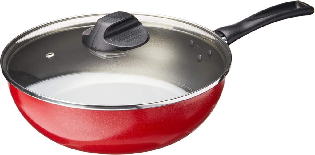 Panela Wok Brinox Garlic com formato côncavo profundo e revestimento antiaderente Pro-Flon cinza